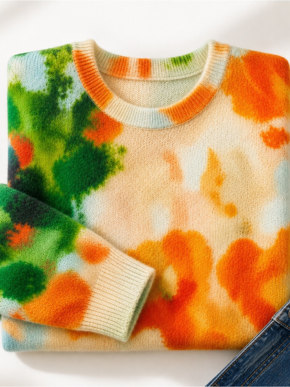 Fall Watercolor Floral Statement Sweater Colorful Fall Pullover